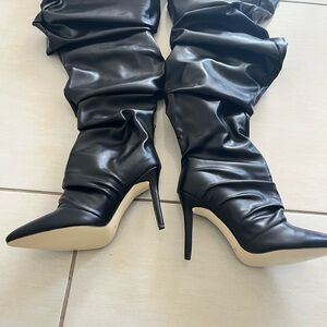 Black leather boots